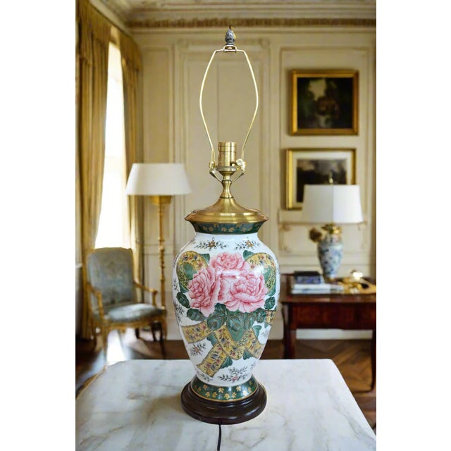 WILDWOOD GINGER JAR TABLE LAMP Era: Mid-Late 20th Century (1960s-1980s) Style: Asian-Inspired Floral OVERVIEW: A striking...