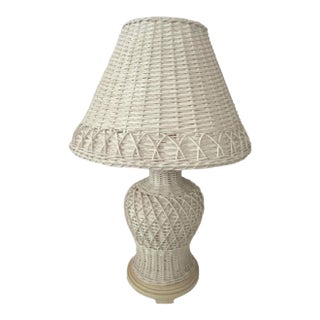 Vintage Wicker Table Lamp For Sale