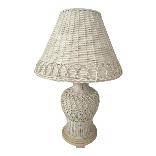 Vintage Wicker Table Lamp For Sale
