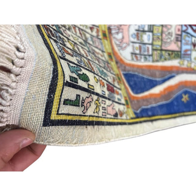 1990s Handmade Silk Egyption Tapestry Area Rug For Sale - Image 5 of 12