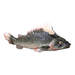Mid-Century French Painted Barbotine Rainbow Trout Vessel From Fives-Lille