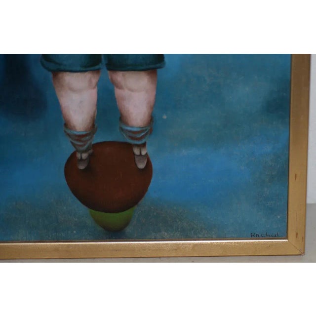 Surreal Landscape W/ Figures by Rachid Kamoun C.1959 Style of Gertrude Abercorombie For Sale - Image 4 of 9