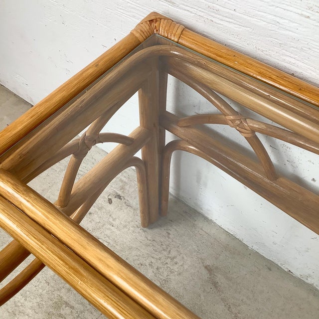 Vintage Rattan Coffee Table — Bamboo Arch Apron For Sale - Image 10 of 18