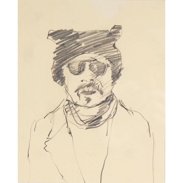 A charcoal drawing of a man by the American artist James L. Bruch (1942-2023). The sketch depicts an abstract portrait of...