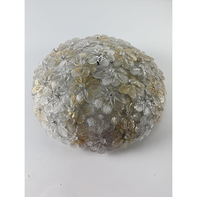 Three-Light Murano Glass Ceiling Lamp in the style of Ercole Barovier, 1940s For Sale - Image 10 of 10