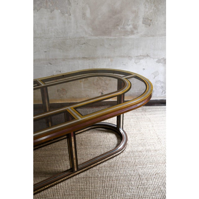 Large Glass and Brass Table, 1970s For Sale - Image 3 of 7