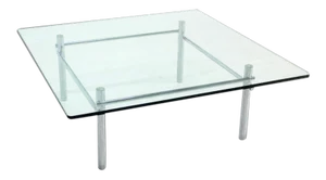 1970s Vintage Chrome Base With Heavy Steel Bars and Square Glass-Top Coffee Table
