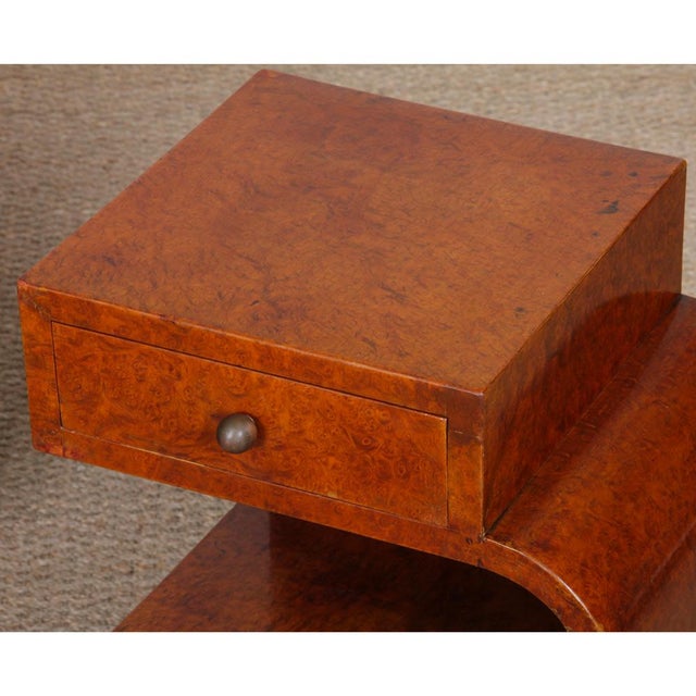 Bedside Tables in Burr Wood, 1930s, Set of 2, in Good conditions. Designed 1920 to 1949
