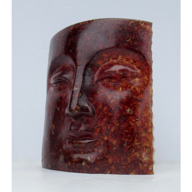 Asian Cast Resin Buddha Face in a Tortoise Shell Look, Decorative Accent Piece For Sale - Image 4 of 16