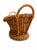 Vintage 1970s Woven Wicker Basket With Wood Bead Detail & Handle For Sale In San Diego - Image 6 of 14