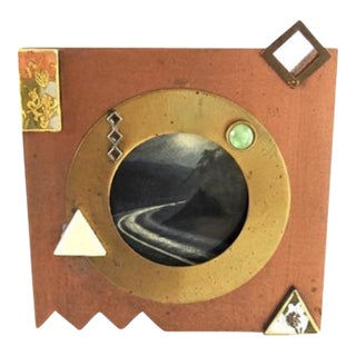 Postmodern Memphis Style Mixed Media Resin & Brass Picture Frame by Jill Schwartz 1990s For Sale