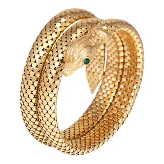 Antique Victorian Snake Bracelet Coiled 18k Yellow Gold French Import Jewelry For Sale