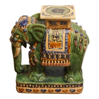 Mid-20th Century Chinese Elephant Form Large Garden Seat or Side Table For Sale