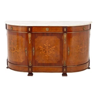 French Empire Style Marble Top Mahogany Sideboard For Sale