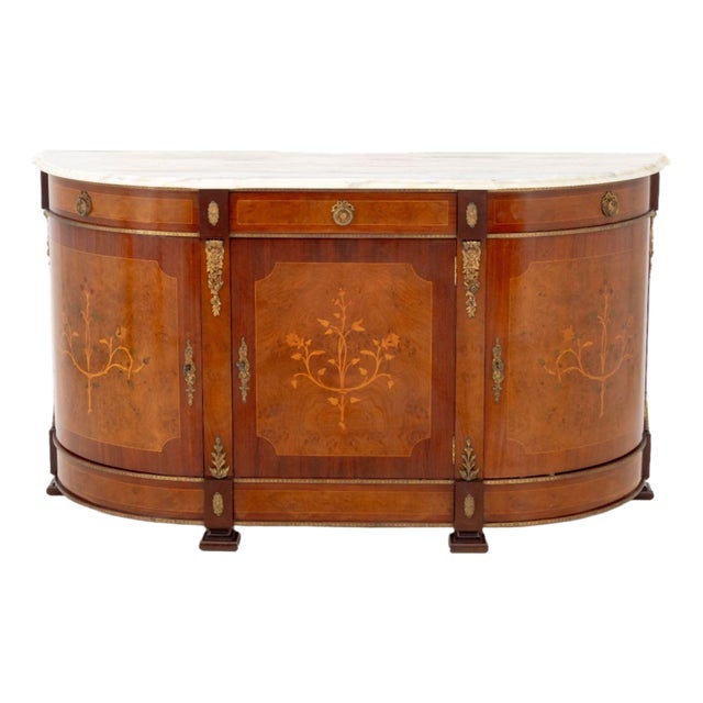 French Empire Style Marble Top Mahogany Sideboard For Sale