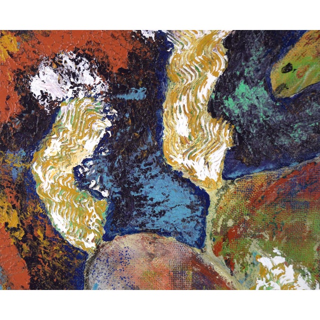 1990s "Carousel" Abstracted Horses With Texture in Acrylic on Canvas by Marion J Denton For Sale - Image 5 of 10
