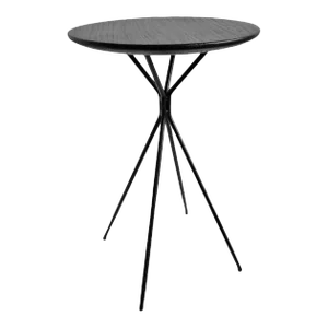 Modern Black Wood Top Side Table