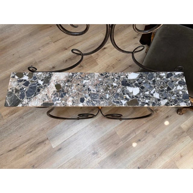 Late 20th Century Wrought Iron Marble Top Console Table For Sale - Image 6 of 6