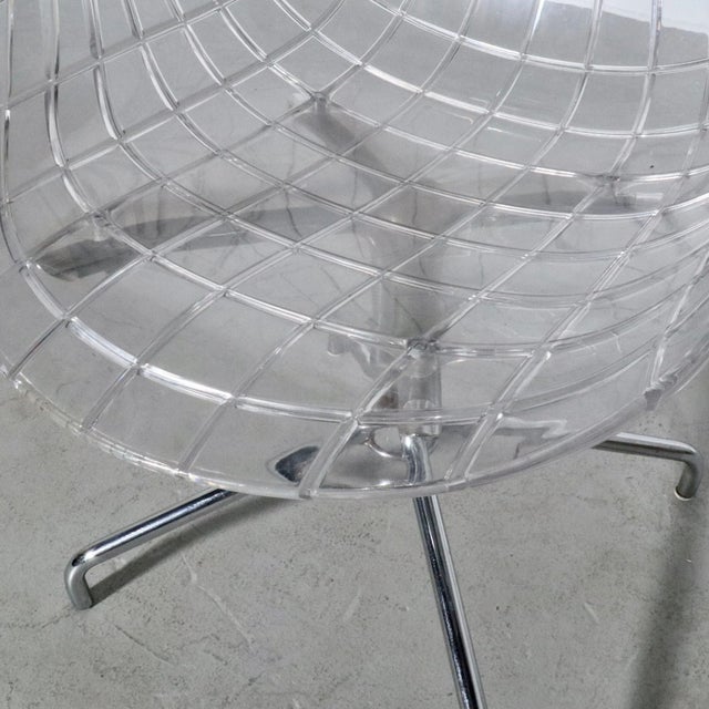 Minimalist Chrome and Molded Lucite Cage Armchairs - a Pair For Sale - Image 12 of 12