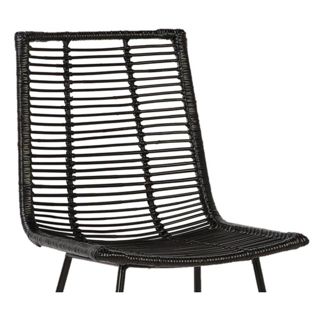 Black Rattan & Iron Dining Chair | Chairish