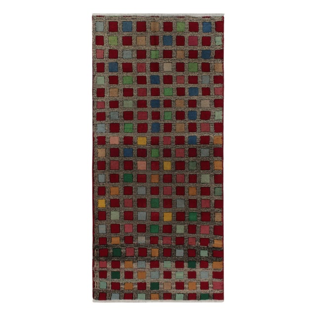 Red 1960s Vintage Mid-Century Runner in Red With Multicolor Geometric Patterns For Sale - Image 8 of 8