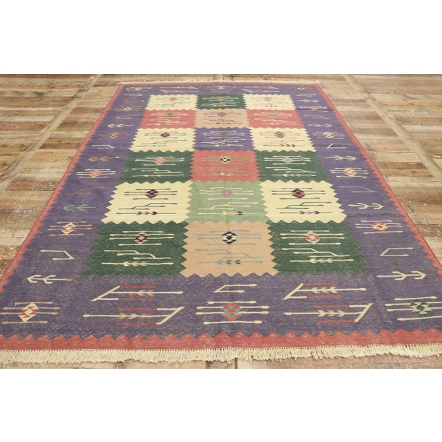 Textile Vintage Romanian Kilim Rug - 06'00 x 08'11 For Sale - Image 7 of 9