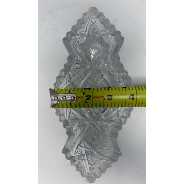 Glass Antique Eapg Pressed Glass Celery Dish With Handles | Victorian Cut Glass Relish Server c.1900 For Sale - Image 7 of 7