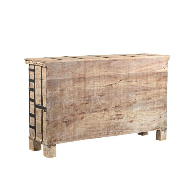 1950s Vintage Indian Teakwood and Iron Pitara Chest, Reduced in Depth to Make a Buffet Cabinet For Sale - Image 5 of 5