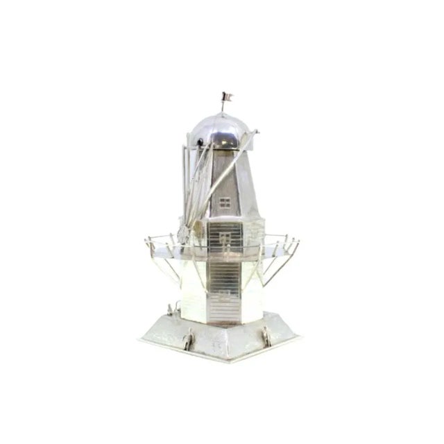 Silver Lighthouse with Raised Applications and Hammered Square Base For Sale - Image 9 of 9