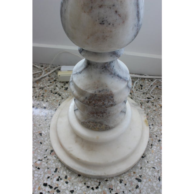 1930's Marble Balustrade Form Pedestal 34 1/2" White and Gray From Italy For Sale - Image 11 of 13