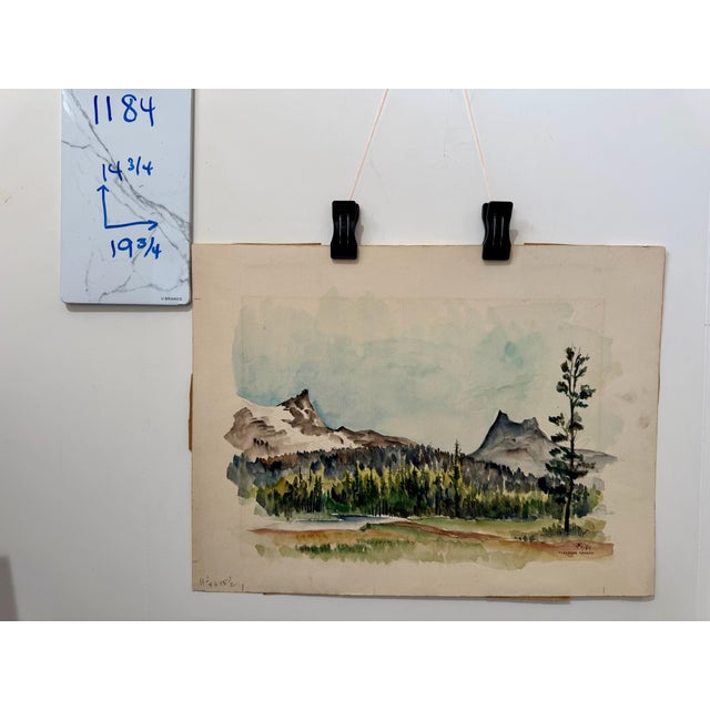 Green Henry Emil Salloch Original Watercolor on Paper Tuolumne Meadows, 1951. For Sale - Image 8 of 8