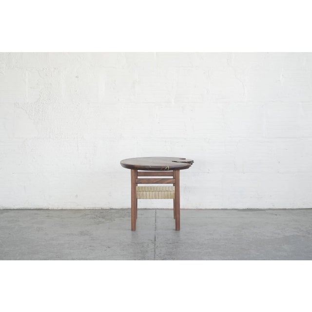 2020s Live Edge Side Table With Woven Shelf For Sale - Image 5 of 5