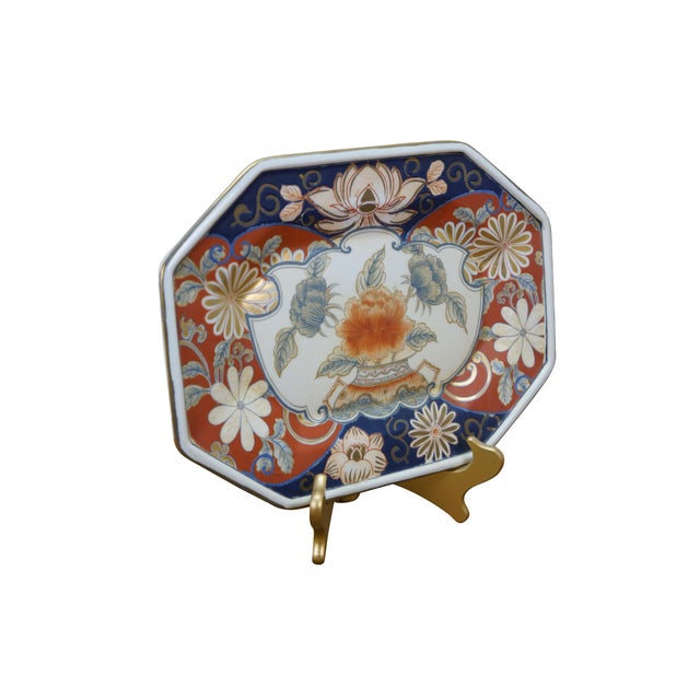 Japanese Antique Japanese Imari Porcelain Octagonal Chrysanthemums Tray Platter 14" For Sale - Image 3 of 12