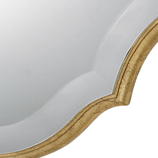 Modern Gold Leaf Scallopped Oval Mirror For Sale - Image 3 of 6