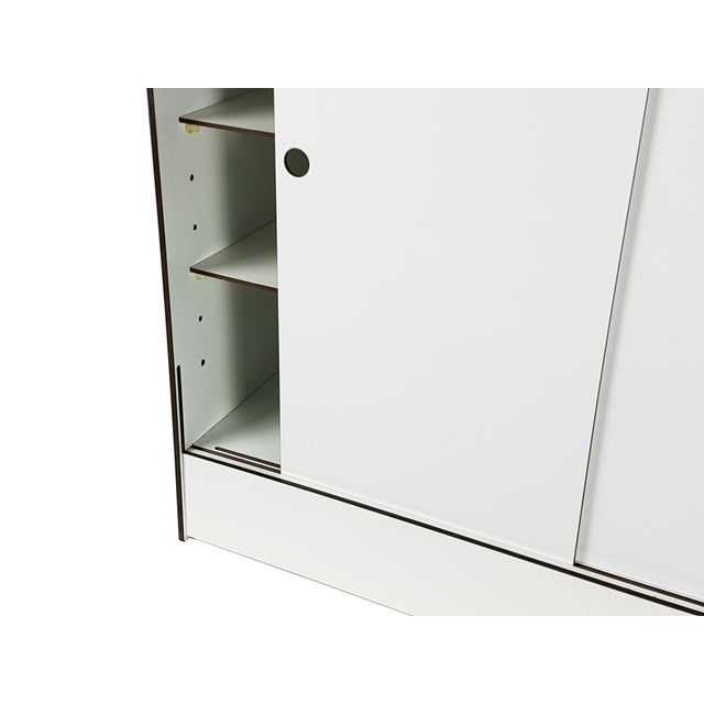 1960s Italian White Laminated Plastic Storage Unit with Shelves and Sliding Doors from La Rinascente, 1960s For Sale - Image 5 of 11