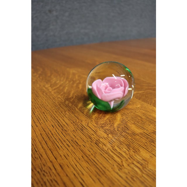 Traditional Art Glass Rose Paperweight For Sale - Image 3 of 6