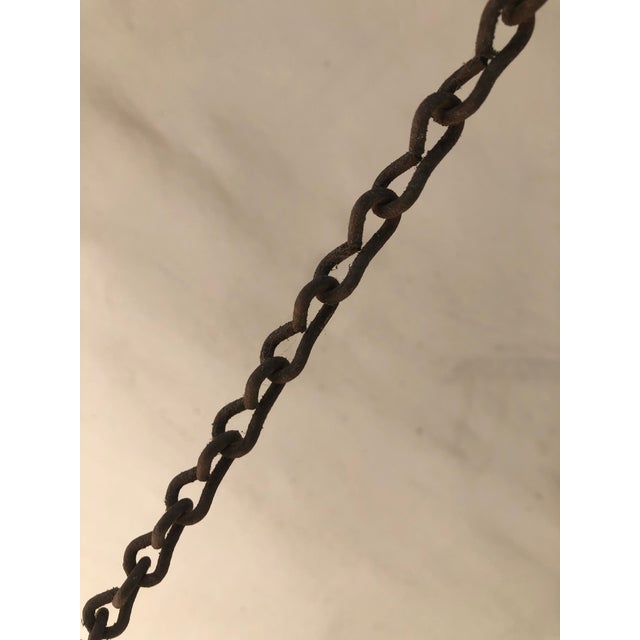 Contemporary Mid Century Iron Wind Chime Heavy Hanging Distressed Iron Sculpture For Sale - Image 3 of 11