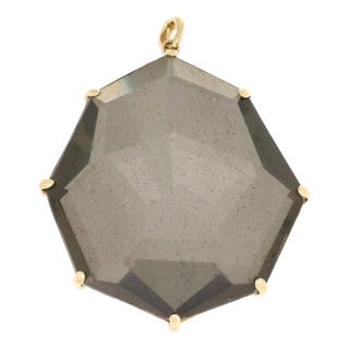 Ippolita Hematite Quartz 18k YGold Octahedron Shape Pendant For Sale