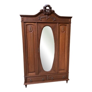 Antique Wardrobe in Oak, 1890s For Sale