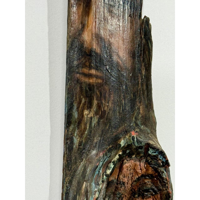 Wood Monumental 73-Inch Signed 1984 American Outsider Folk Art Totem - "Ancestral Spirit" Painted Salvaged Timber For Sale - Image 7 of 18