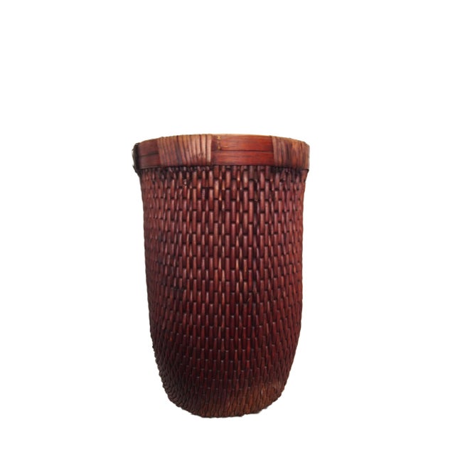 Modern Asian Dark Brown Woven Basket For Sale In Houston - Image 6 of 6