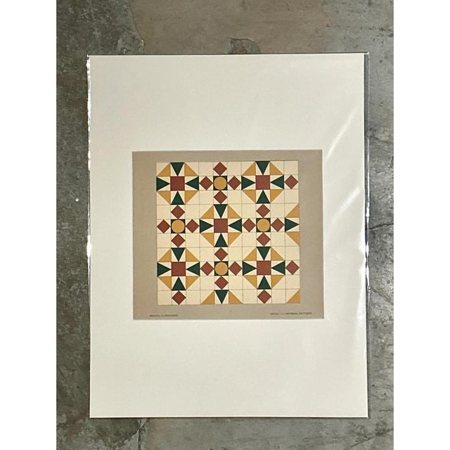 Vintage Geometric Tile Pattern Serigraph For Sale - Image 9 of 12