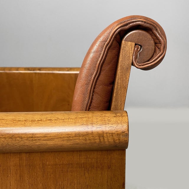 Italian Modern Brown Leather and Wood Armchairs from Azucena, 1970s, Set of 12 For Sale - Image 14 of 15