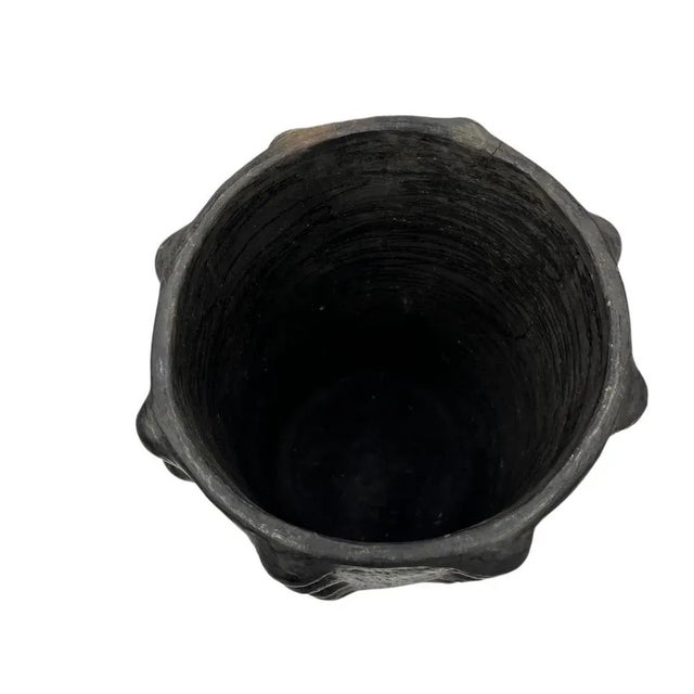 2010s Sejnane Cylindrical Clay Bumpy Vessel - Dark Large For Sale - Image 5 of 5