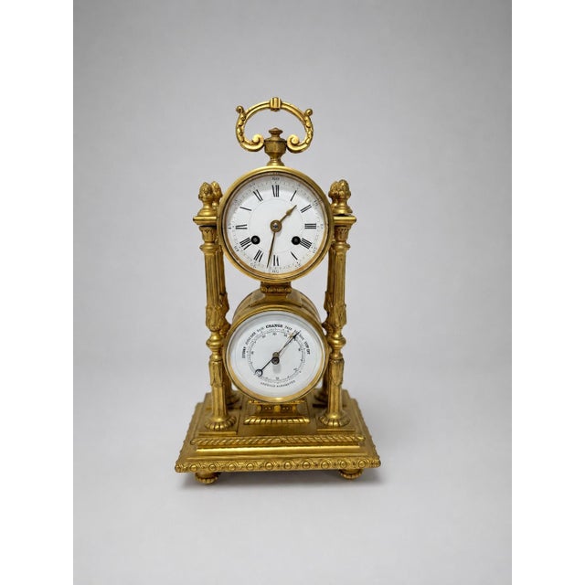 Metal 19th C. French Gilt Bronze Honoré Pons Médaille D’Or Clock and Aneroid Barometer For Sale - Image 7 of 10