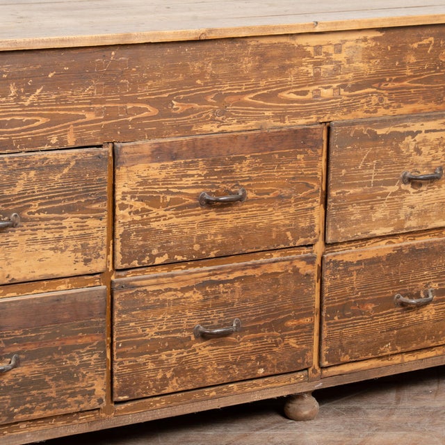 Early 20th Century Hungarian Pine Apothecary Counter With Eight Drawers For Sale - Image 11 of 13