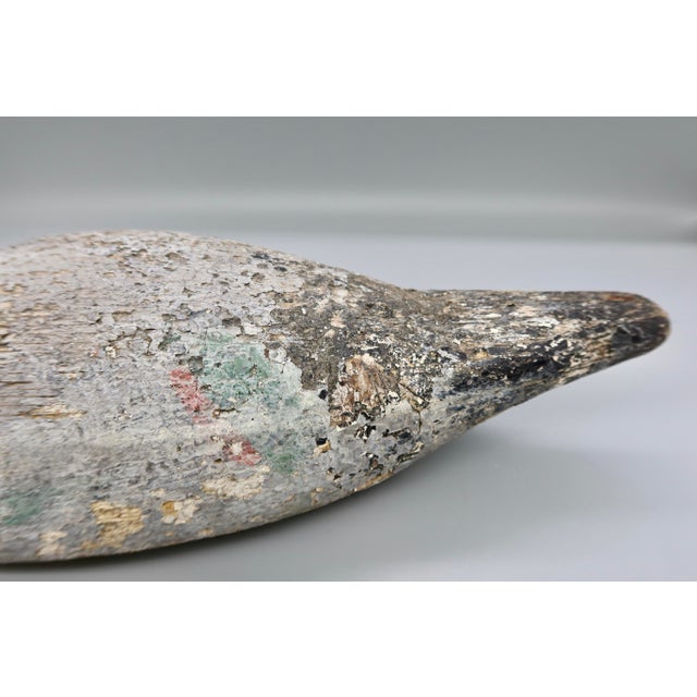 1950s Vintage Folk Art Wooden Working Duck Decoys With Anchor Weights - Pair For Sale - Image 5 of 17