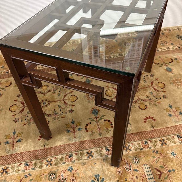 Late 20th Century Maria Yee for Gump's Geometrically Carved Side Table For Sale - Image 5 of 12