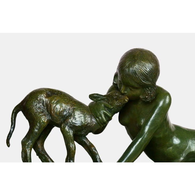 Green Ary Bitter, Girl with Kid, 1930, Bronze For Sale - Image 8 of 13