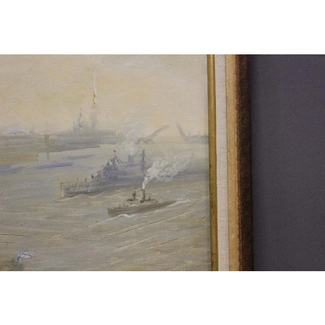Port Scene, 20th Century, Oil on Canvas, Framed For Sale - Image 4 of 13